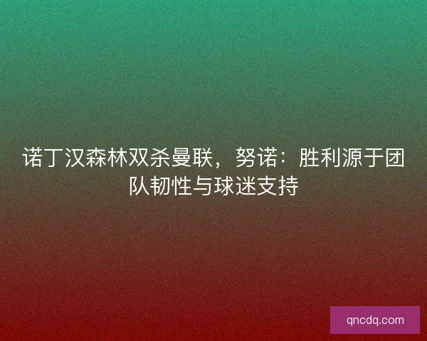 诺丁汉森林双杀曼联，努诺：胜利源于团队韧性与球迷支持