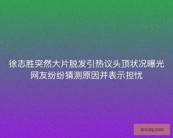 徐志胜突然大片脱发引热议头顶状况曝光网友纷纷猜测原因并表示担忧 徐志胜突然大片脱发引热议头顶状况曝光网友纷纷猜测原因并表示担忧