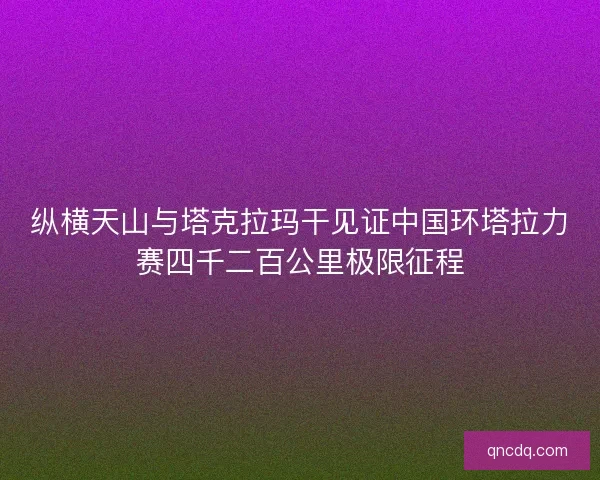 纵横天山与塔克拉玛干见证中国环塔拉力赛四千二百公里极限征程